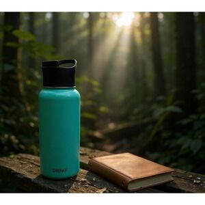 DrinCo‎ 32 oz Stainless Steel Bottle Hot Cold Water 3 Lids Leakproof Dishwasher